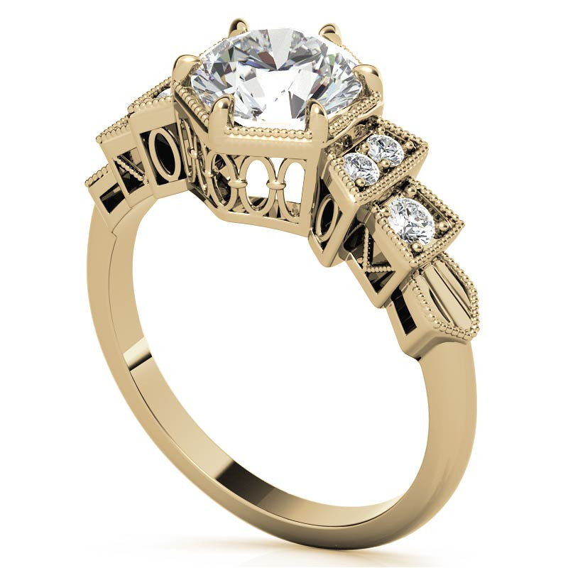 Antique Art Deco Inspired Moissanite Engagement Ring