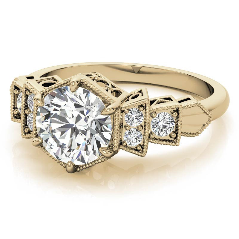 Antique Art Deco Inspired Moissanite Engagement Ring