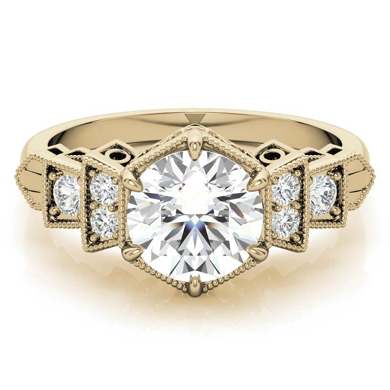 Antique Art Deco Inspired Moissanite Engagement Ring