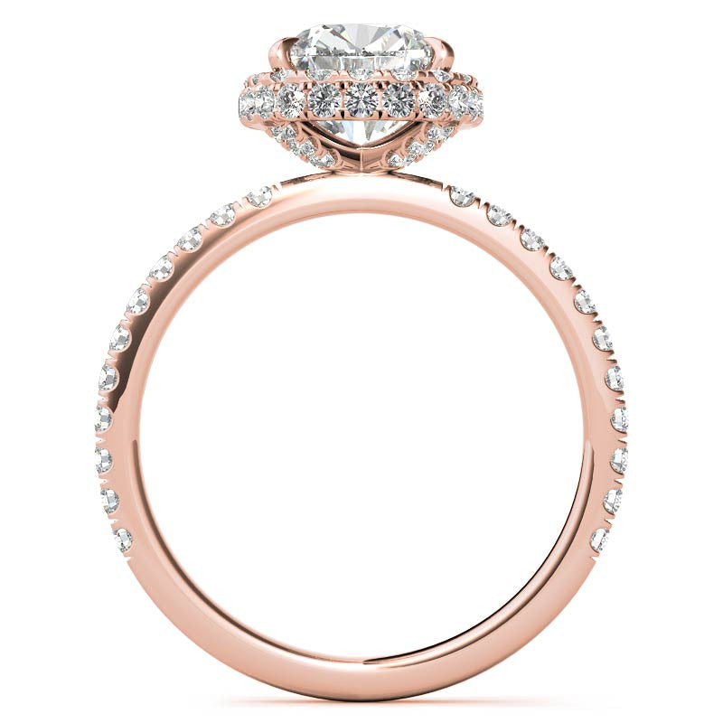 Rectangular Cushion Encircled Halo Moissanite Engagement Ring