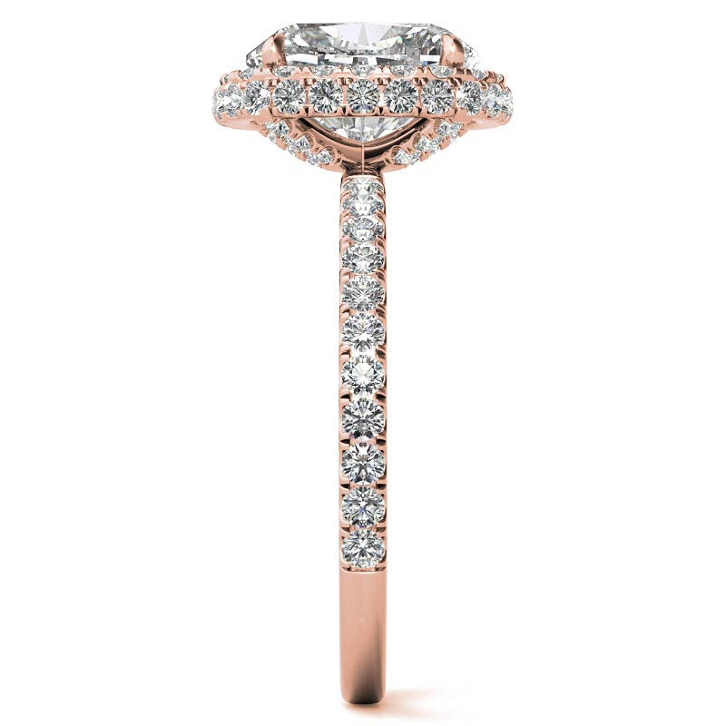 Rectangular Cushion Encircled Halo Moissanite Engagement Ring
