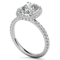 Rectangular Cushion Encircled Halo Moissanite Engagement Ring