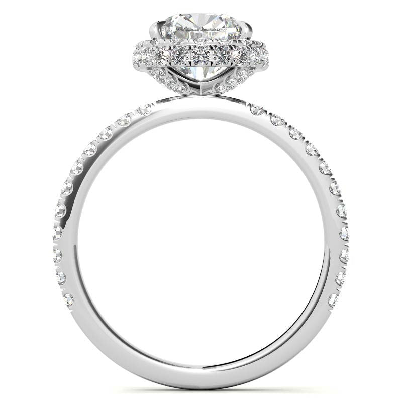 Rectangular Cushion Encircled Halo Moissanite Engagement Ring