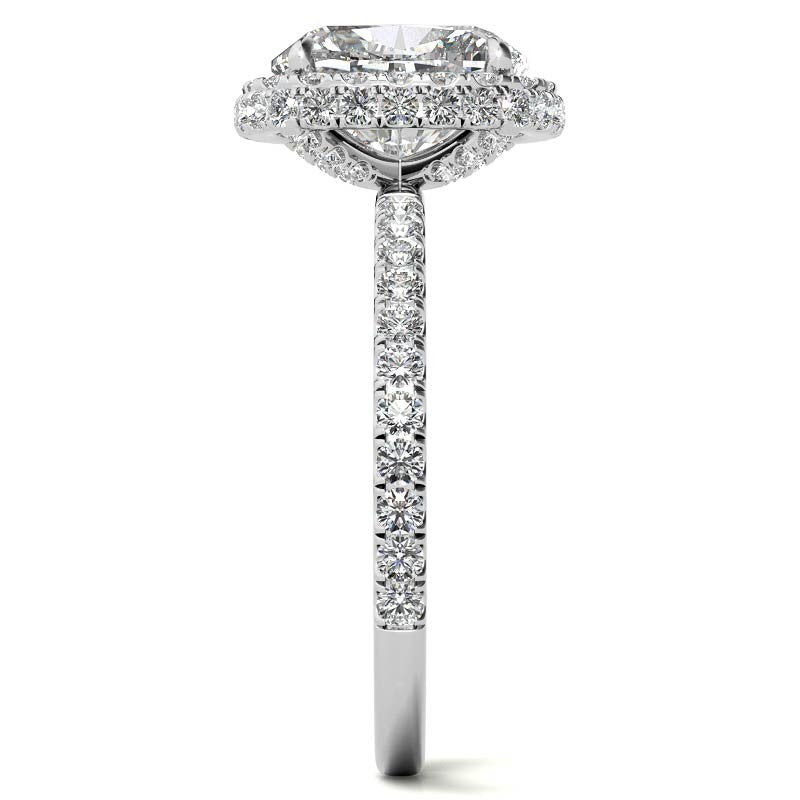 Rectangular Cushion Encircled Halo Moissanite Engagement Ring