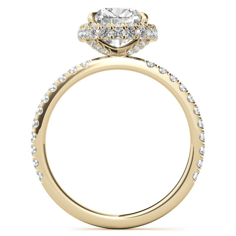 Rectangular Cushion Encircled Halo Moissanite Engagement Ring