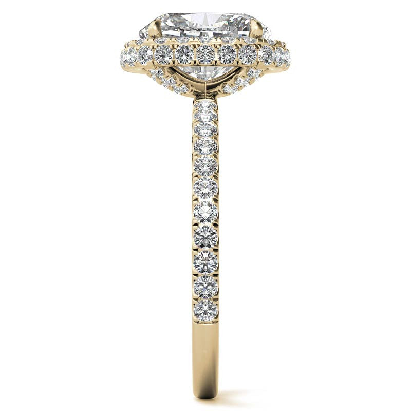 Rectangular Cushion Encircled Halo Moissanite Engagement Ring