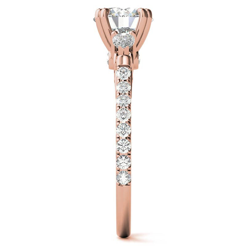 Round and Pear Cathedral Moissanite Engagement Ring