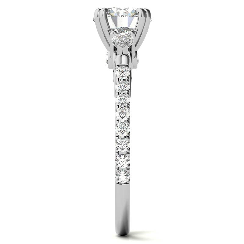 Round and Pear Cathedral Moissanite Engagement Ring