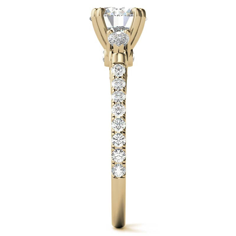 Round and Pear Cathedral Moissanite Engagement Ring