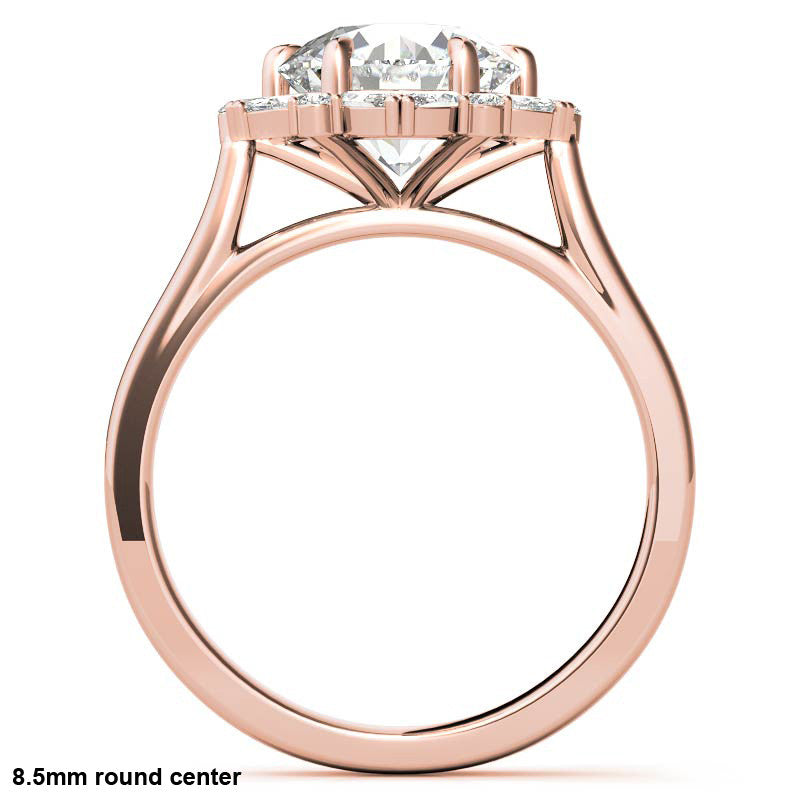 Round and Marquise Floral Halo Moissanite Engagement Ring