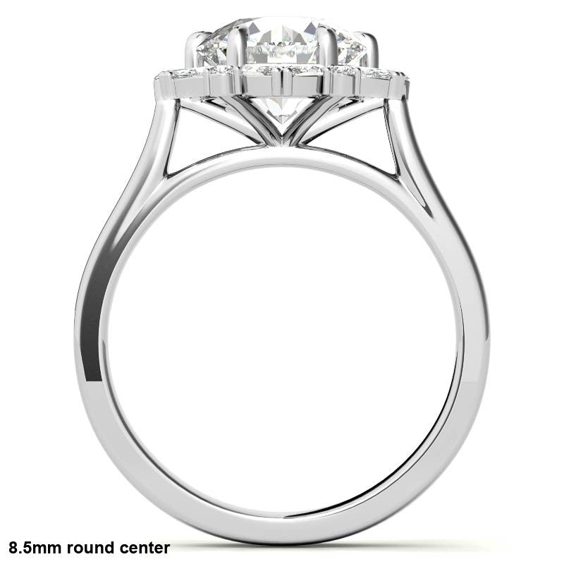 Round and Marquise Floral Halo Moissanite Engagement Ring