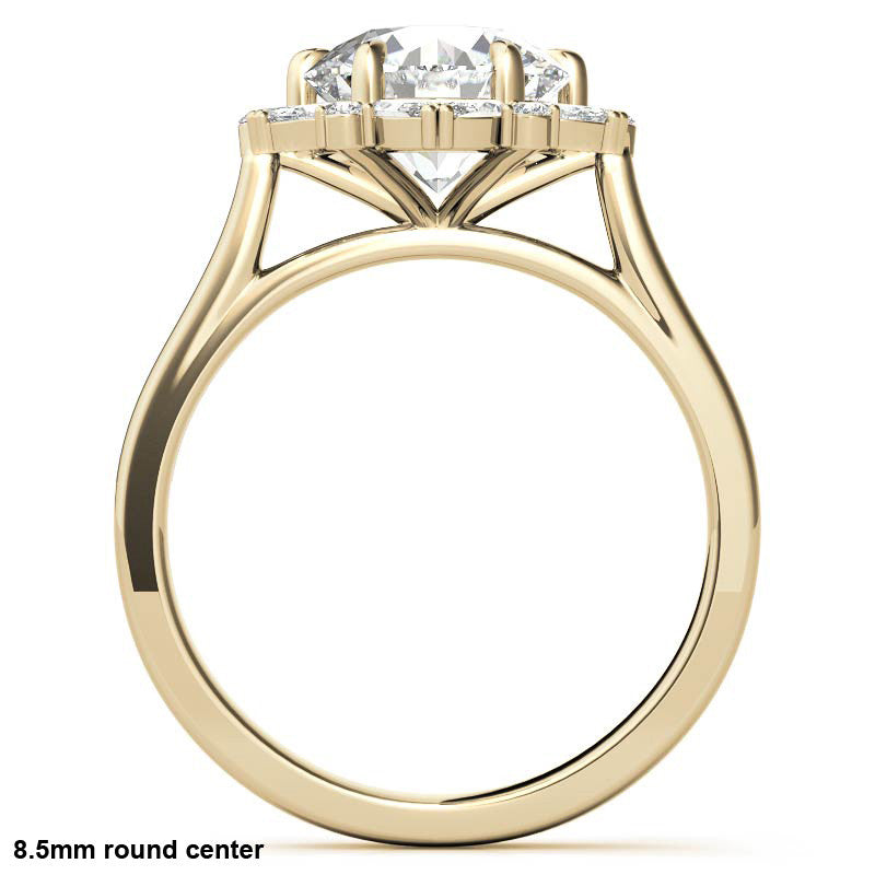 Round and Marquise Floral Halo Moissanite Engagement Ring