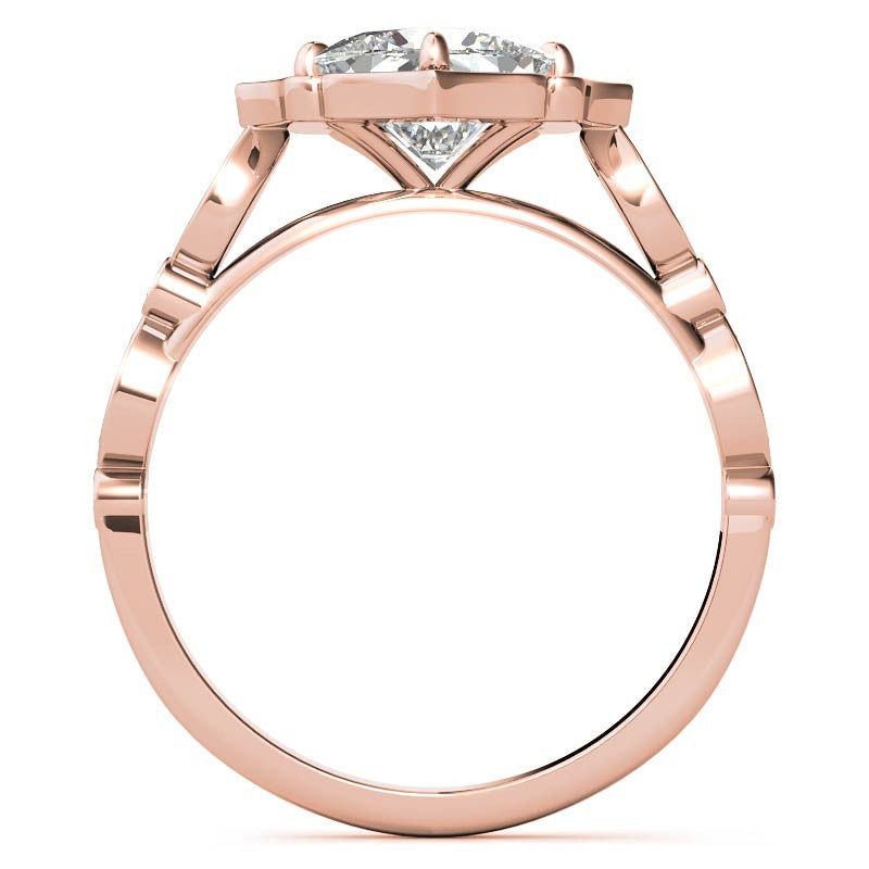 Cushion Halo Moissanite Engagement Ring with Scalloped Band