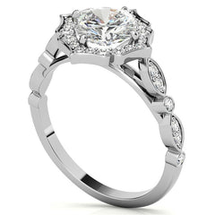 Cushion Halo Moissanite Engagement Ring with Scalloped Band