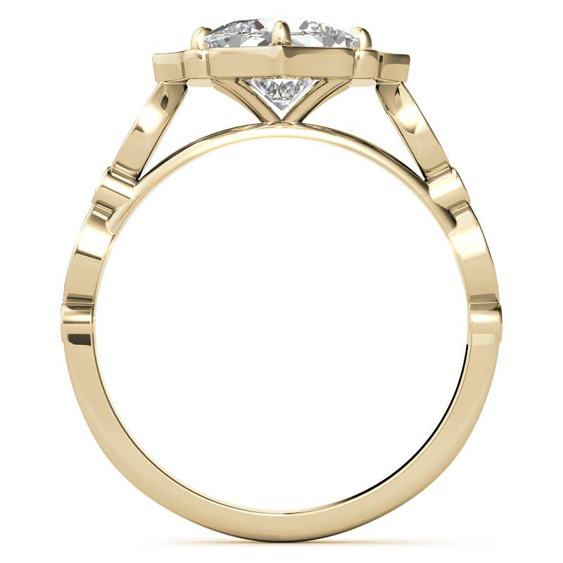 Cushion Halo Moissanite Engagement Ring with Scalloped Band