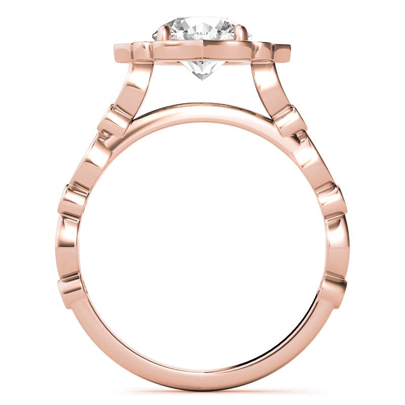 Round Antique Halo Moissanite Engagement Ring