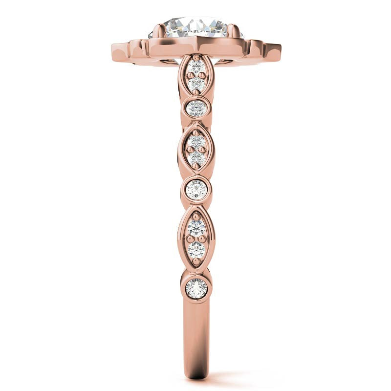 Round Antique Halo Moissanite Engagement Ring