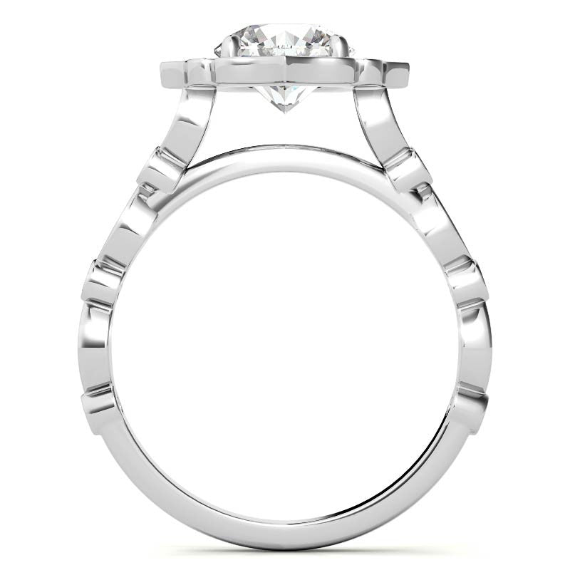 Round Antique Halo Moissanite Engagement Ring