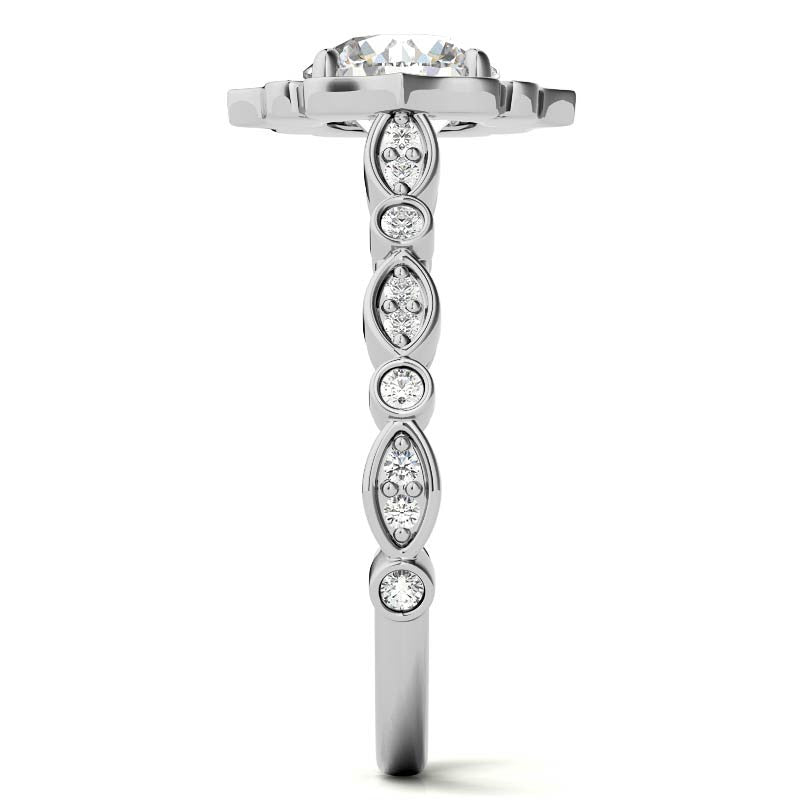 Round Antique Halo Moissanite Engagement Ring
