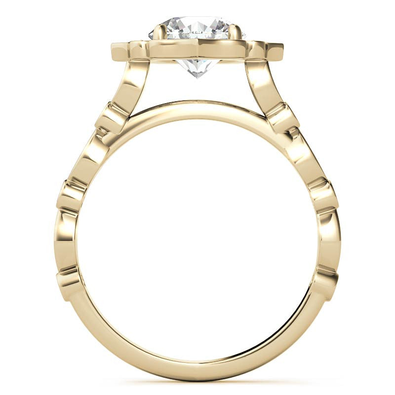 Round Antique Halo Moissanite Engagement Ring