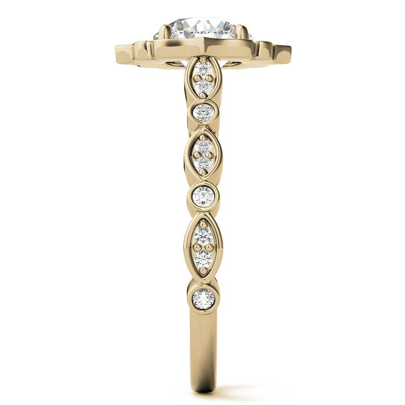 Round Antique Halo Moissanite Engagement Ring