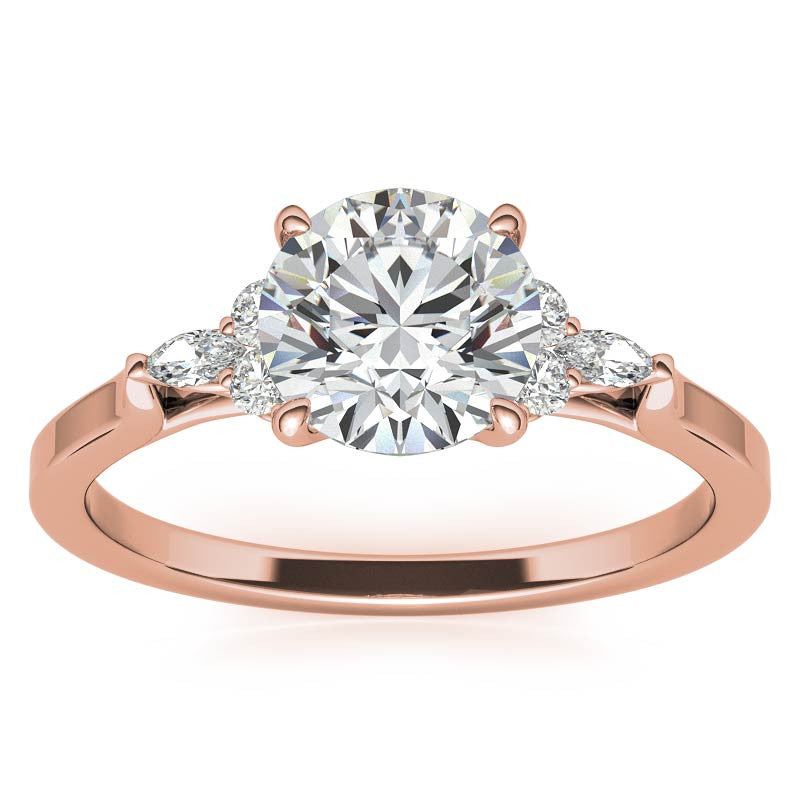 Round and Marquise Trellis Moissanite Engagement Ring