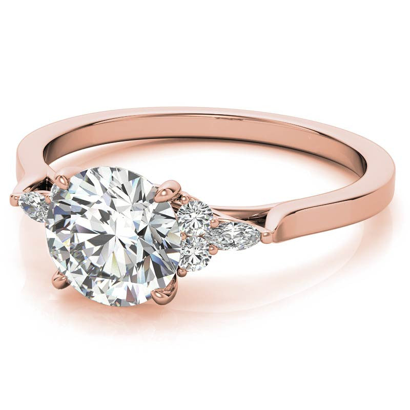 Round and Marquise Trellis Moissanite Engagement Ring