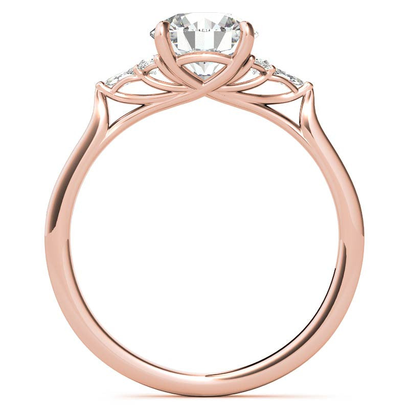Round and Marquise Trellis Moissanite Engagement Ring