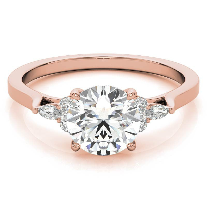 Round and Marquise Trellis Moissanite Engagement Ring
