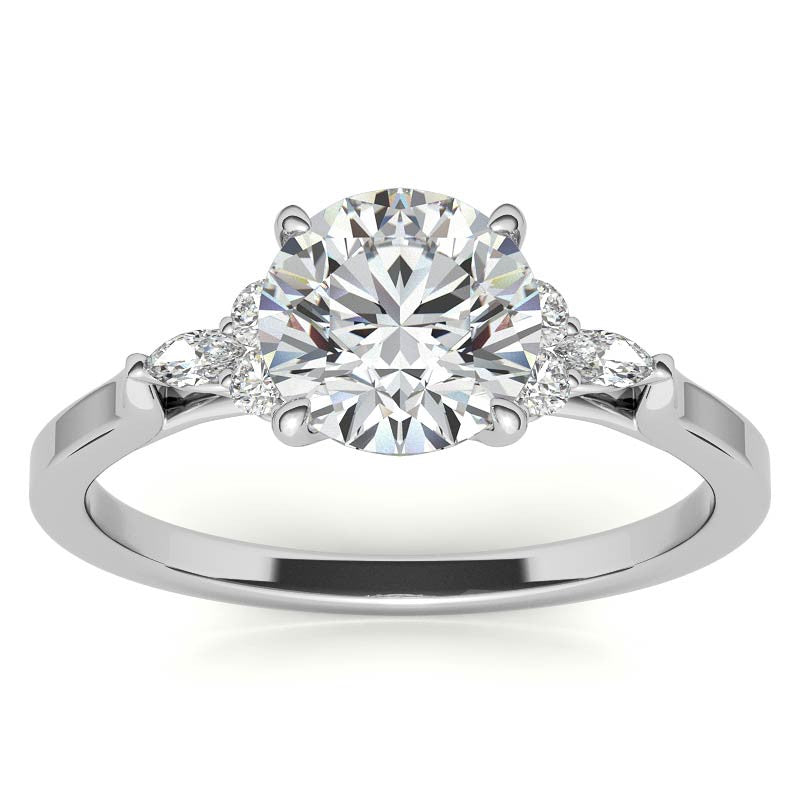 Round and Marquise Trellis Moissanite Engagement Ring
