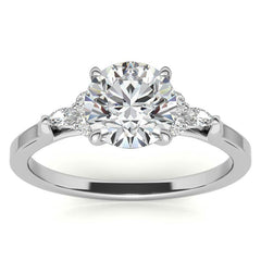Round and Marquise Trellis Moissanite Engagement Ring