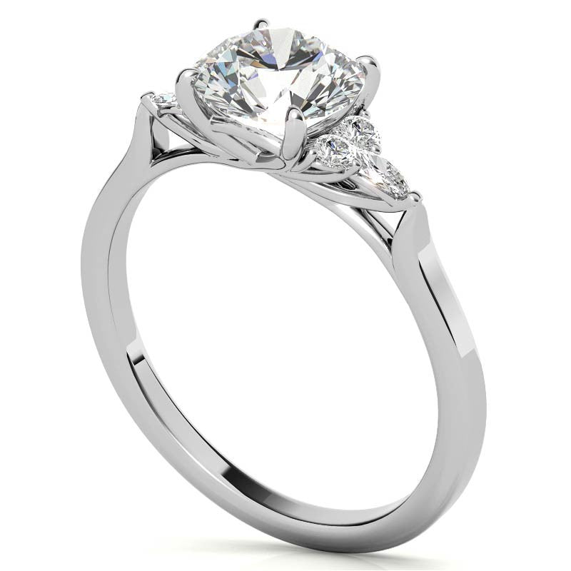 Round and Marquise Trellis Moissanite Engagement Ring
