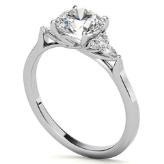 Round and Marquise Trellis Moissanite Engagement Ring