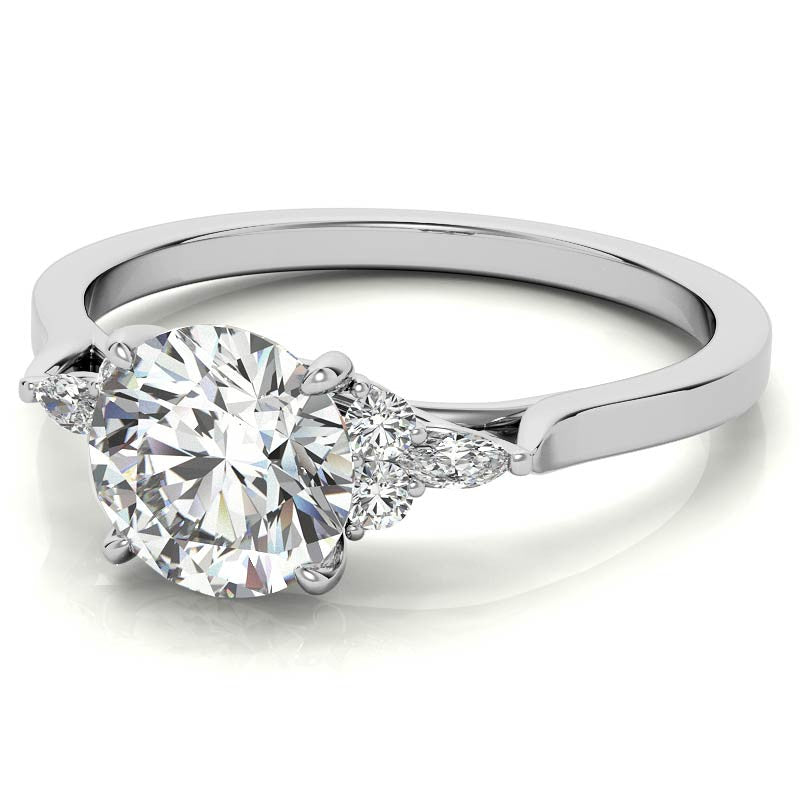Round and Marquise Trellis Moissanite Engagement Ring