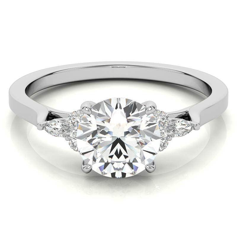 Round and Marquise Trellis Moissanite Engagement Ring