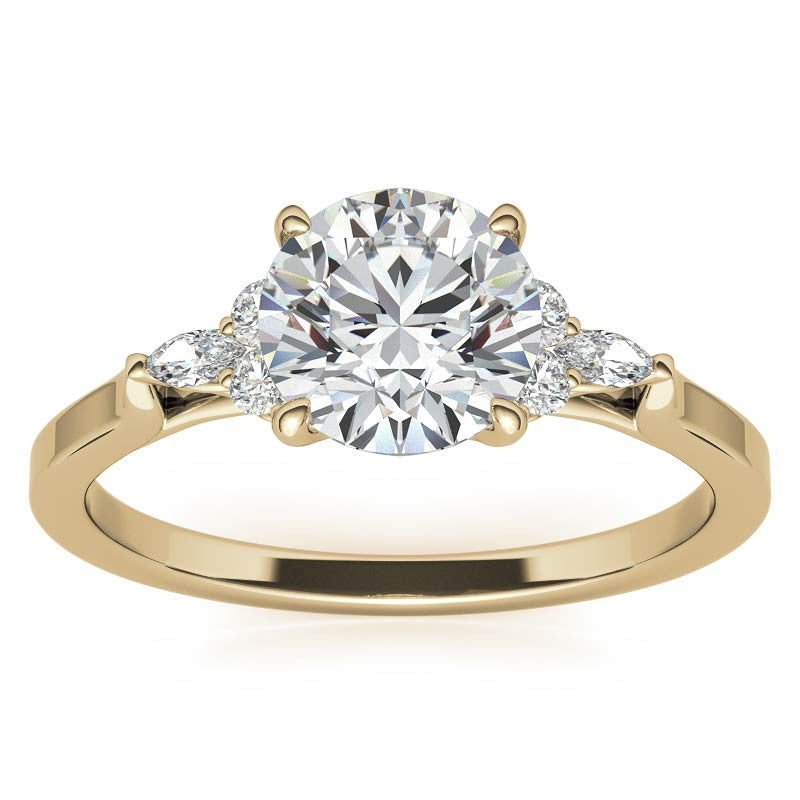 Round and Marquise Trellis Moissanite Engagement Ring