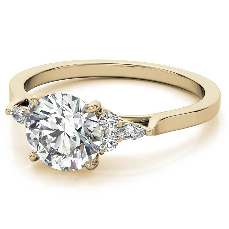 Round and Marquise Trellis Moissanite Engagement Ring