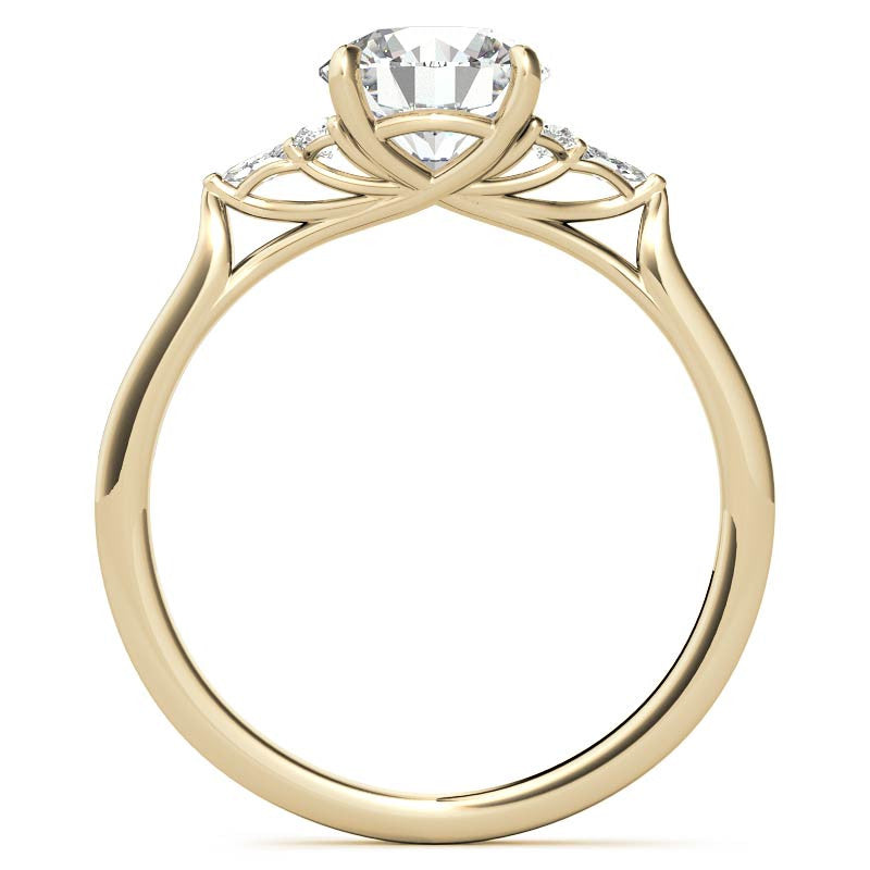 Round and Marquise Trellis Moissanite Engagement Ring