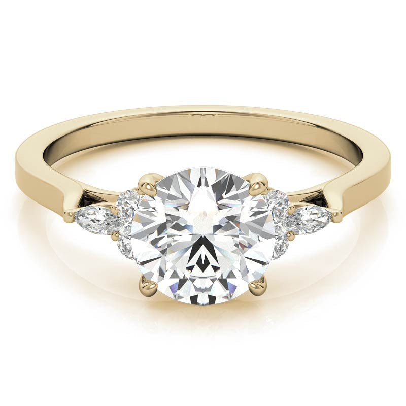 Round and Marquise Trellis Moissanite Engagement Ring