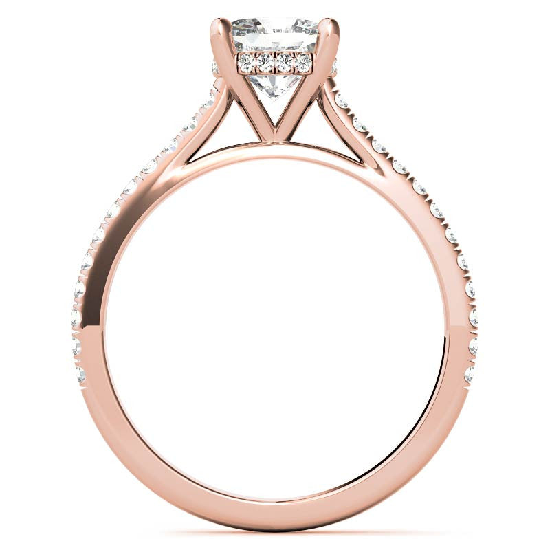 Cushion Hidden Halo Cathedral Moissanite Engagement Ring