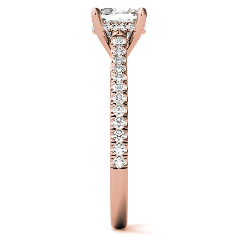 Cushion Hidden Halo Cathedral Moissanite Engagement Ring