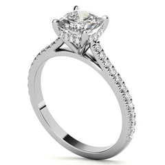 Cushion Hidden Halo Cathedral Moissanite Engagement Ring