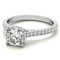 Cushion Hidden Halo Cathedral Moissanite Engagement Ring