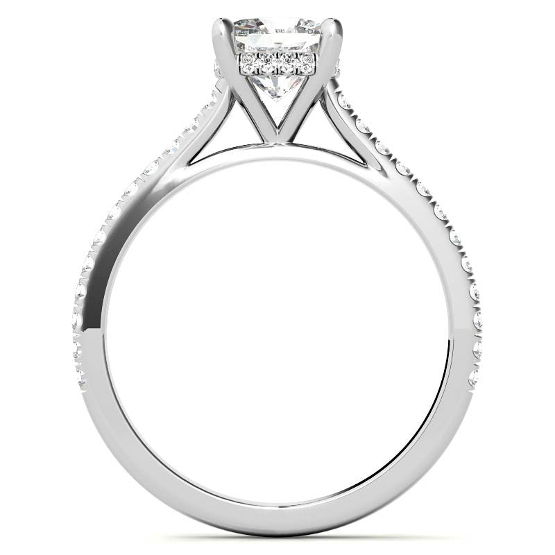 Cushion Hidden Halo Cathedral Moissanite Engagement Ring