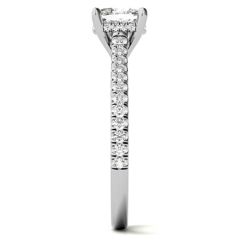 Cushion Hidden Halo Cathedral Moissanite Engagement Ring
