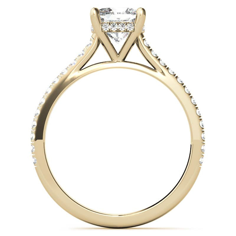 Cushion Hidden Halo Cathedral Moissanite Engagement Ring