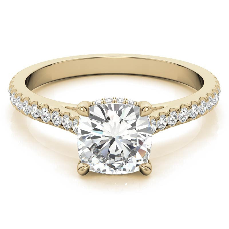 Cushion Hidden Halo Cathedral Moissanite Engagement Ring