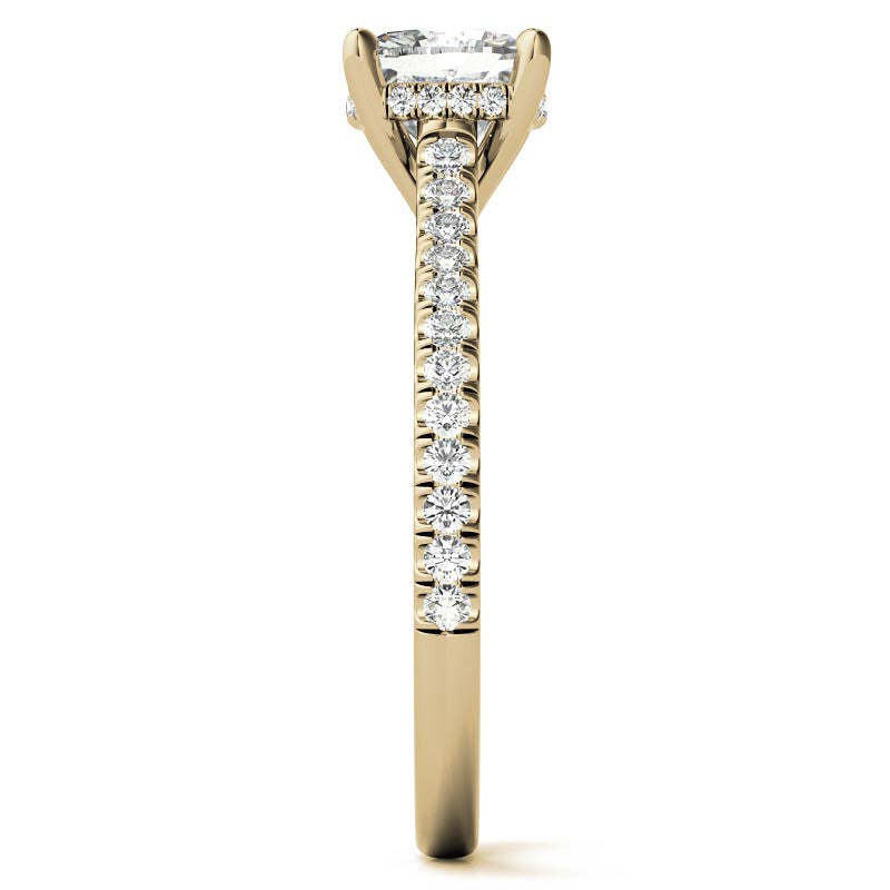 Cushion Hidden Halo Cathedral Moissanite Engagement Ring