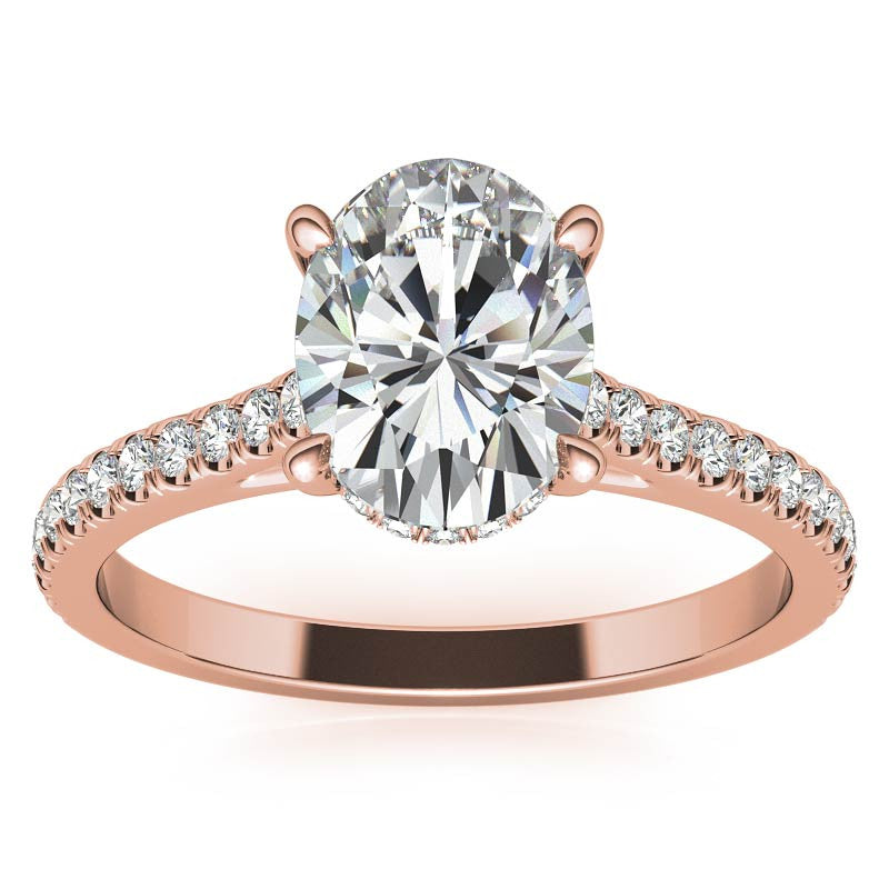 Oval Hidden Halo Cathedral Moissanite Engagement Ring