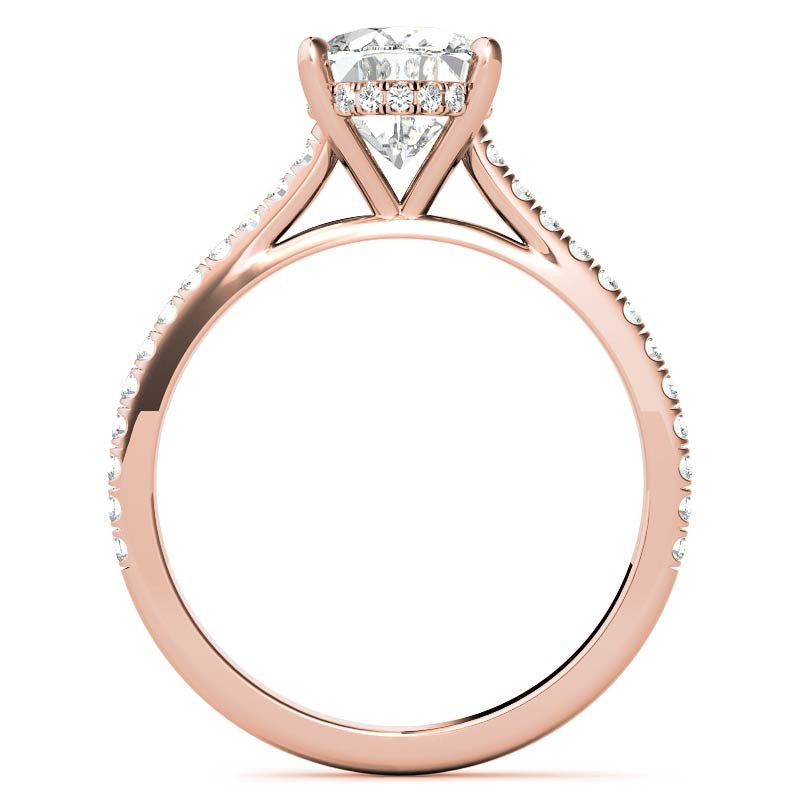 Oval Hidden Halo Cathedral Moissanite Engagement Ring